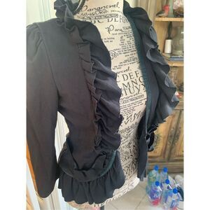 Women's Cartonnier Anthropologie Black Ruffled Blazer